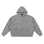 Unisex Leopard Print Waffle Full Zip Hoodie