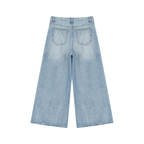 Women's Vintage Wash Distressed Wide Leg Jeans