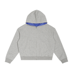 Contrast Plaid Boxy Zip Hoodie
