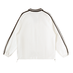 Contrast Striped Lapel Collar Sweatshirt