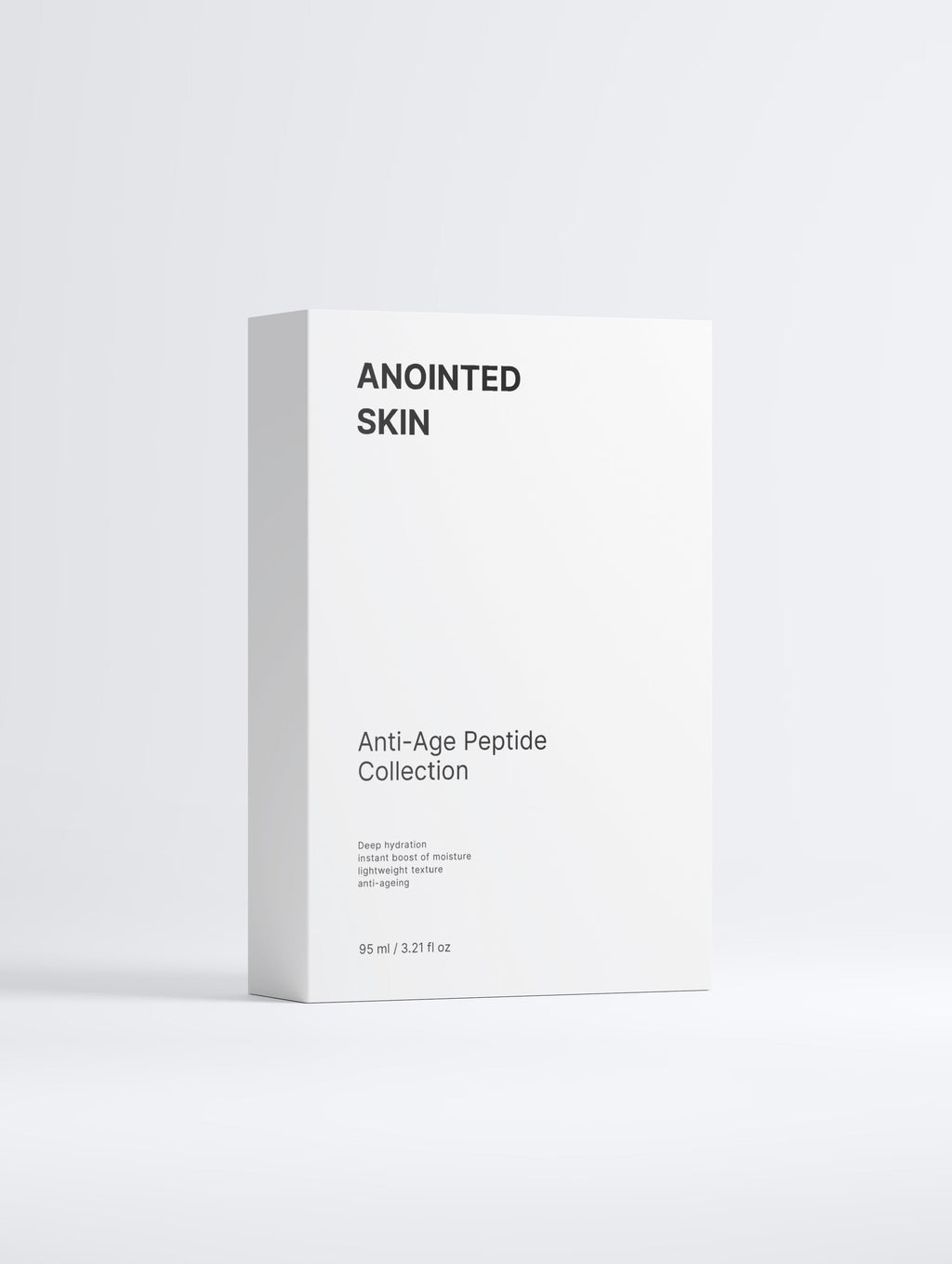 Anointed Garments Anointed Skin Anti-Age Peptide Collection white skincare product box with minimalist typography.