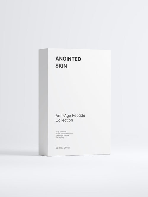 Anointed Garments Anointed Skin Anti-Age Peptide Collection white skincare product box with minimalist typography.