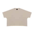 Anointed Garments unisex heavyweight cotton t-shirt in beige with a boxy fit and raw edge sleeves and hem.