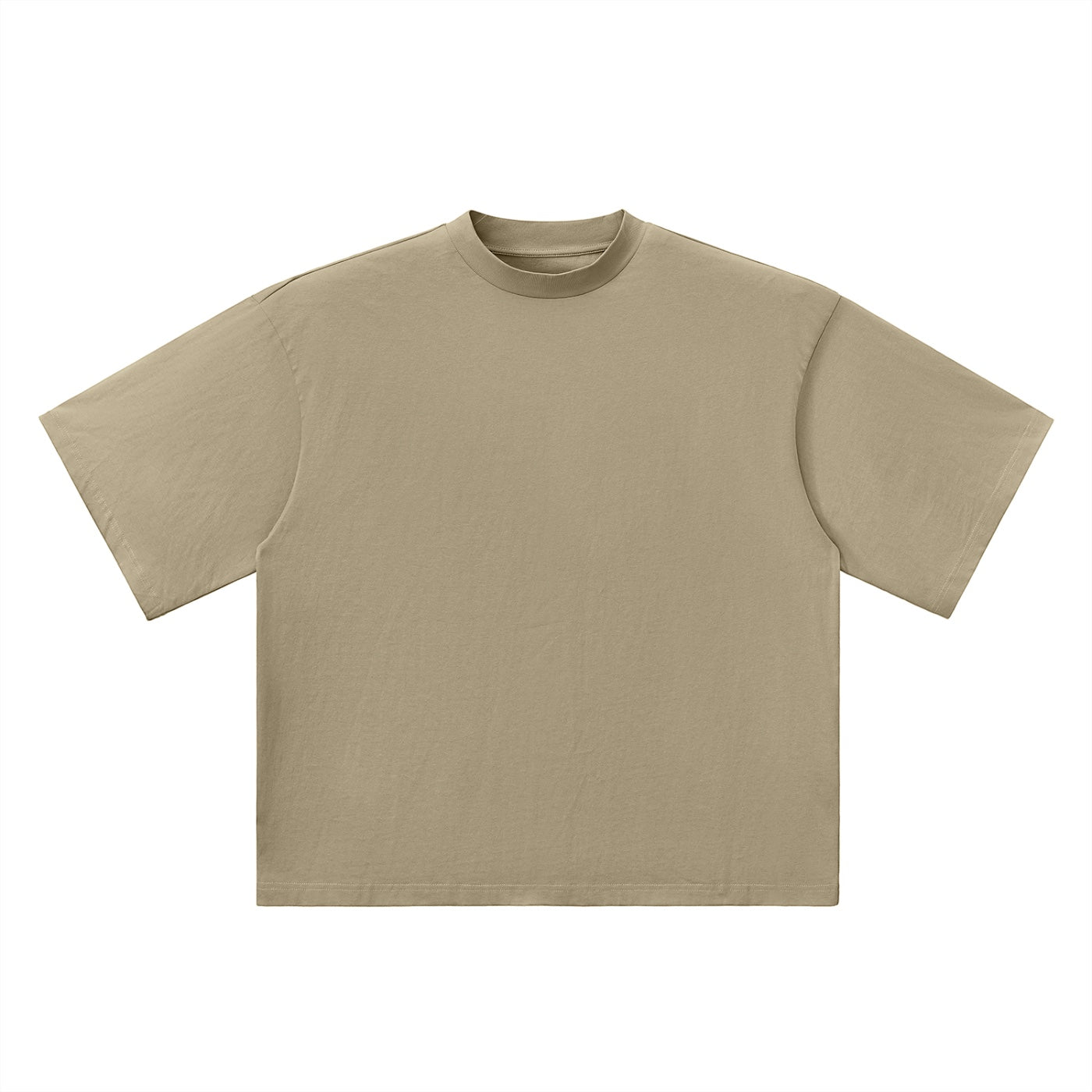 Anointed Garments essential boxy fit crewneck t-shirt in beige cotton with a relaxed drop shoulder silhouette.