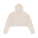 Back view of Anointed Garments cropped pullover hoodie in beige mineral wash cotton with a relaxed boxy fit.