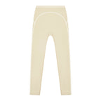 Anointed Garments women's high-rise beige leggings featuring white topstitching details for a sporty look.