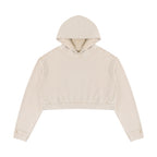 Anointed Garments women's beige mineral washed crop hoodie in 100% cotton with a loose fit and drop shoulders.