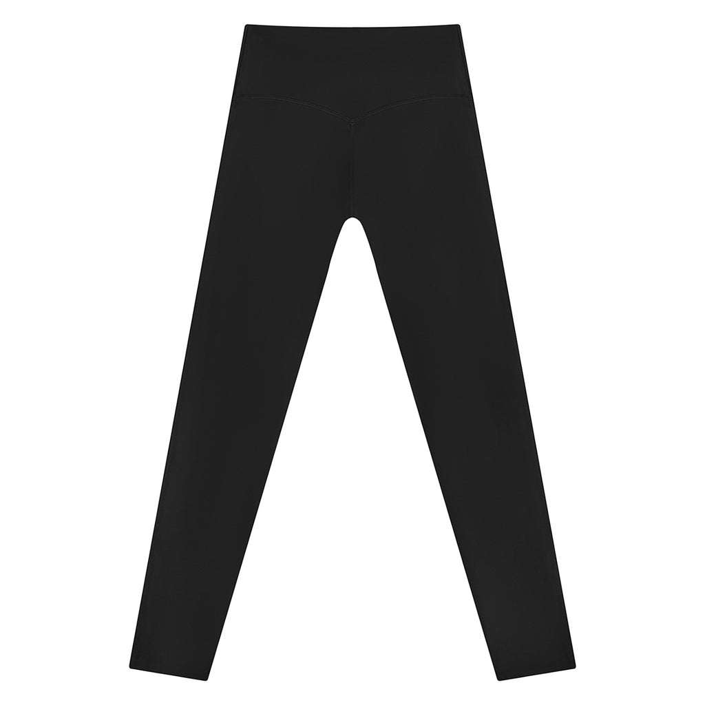 Anointed Garments black high-waisted athletic leggings with moisture-wicking four-way stretch fabric for gym workouts.