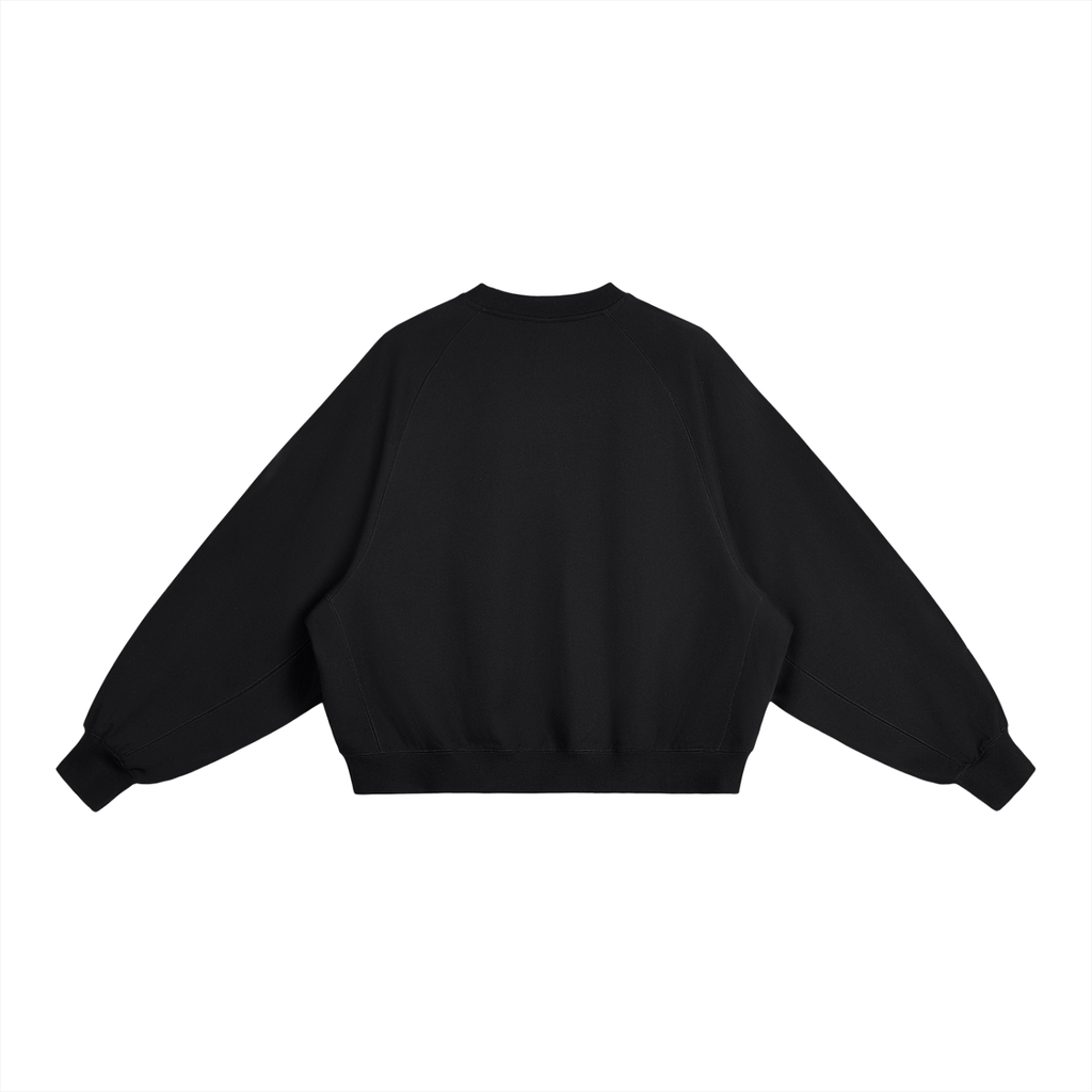 Anointed Garments black heavyweight cotton blend crewneck sweatshirt with dolman sleeves and ribbed cuffs