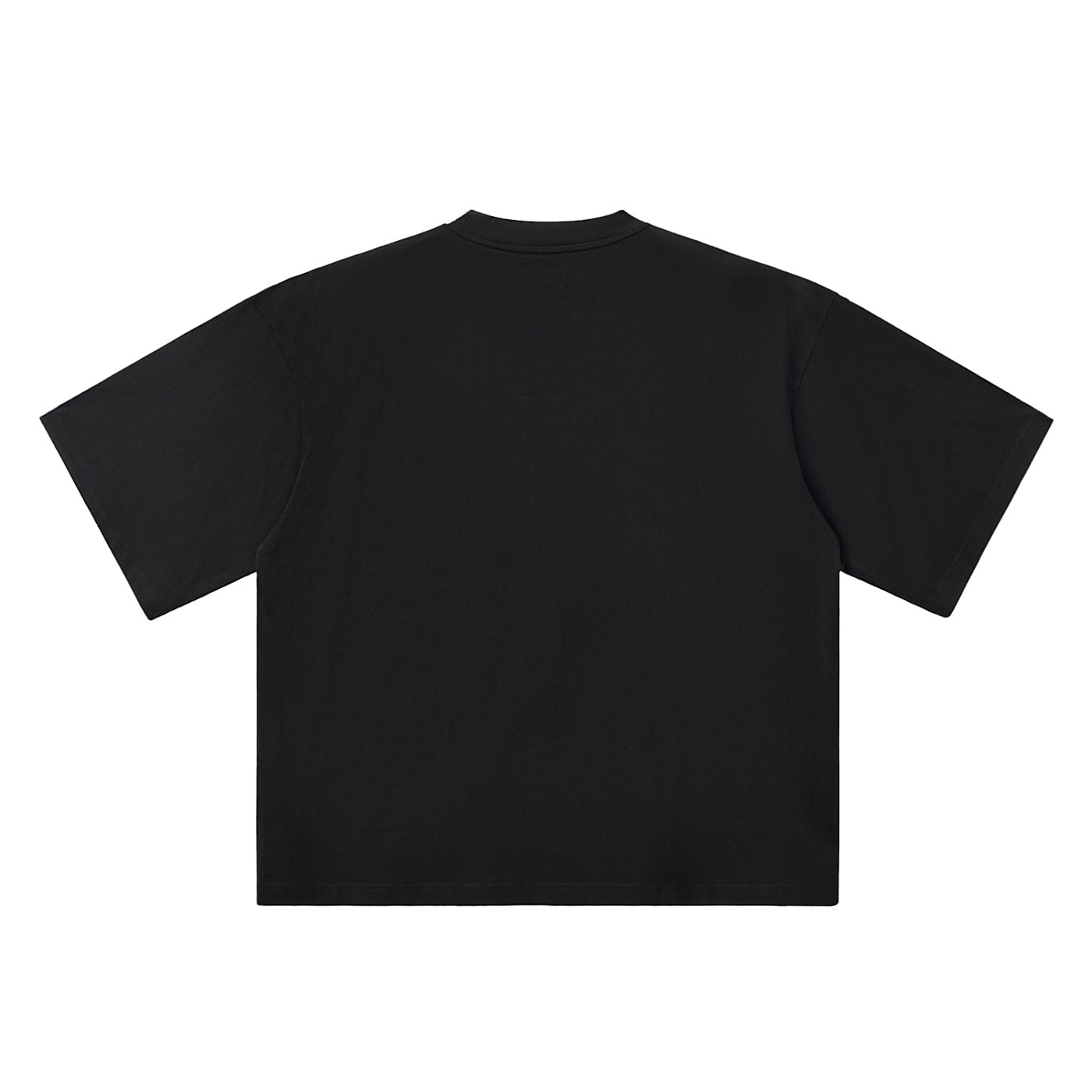 Back view of Anointed Garments Essential black boxy fit crewneck t-shirt in premium heavy cotton