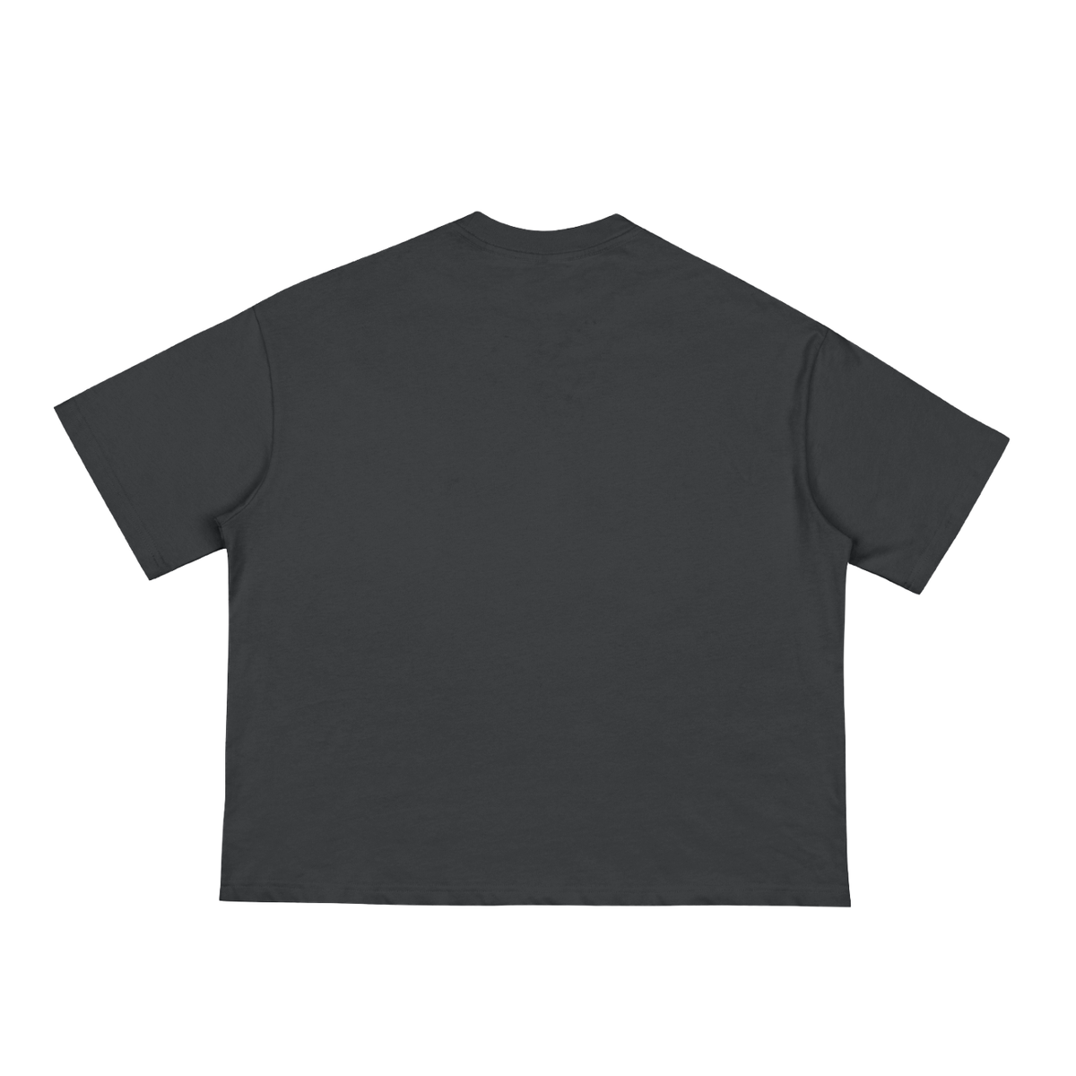 Back view of a black Anointed Garments boxy cotton tee with drop shoulders and a relaxed fit.