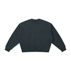 Anointed Garments black heavyweight cotton blend crewneck sweatshirt with ribbed cuffs and hem, back view.