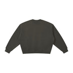 Anointed Garments Essential black crewneck sweatshirt with a relaxed fit, ribbed cuffs, and hem, back view.