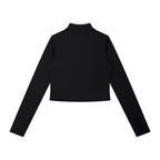 Anointed Garments black cropped long sleeve mock neck jacket with a structured athletic fit and back view.