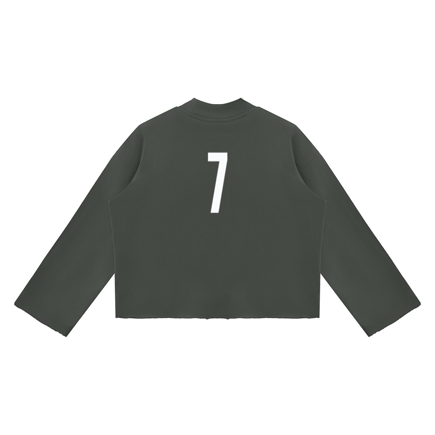 Anointed Garments signature black cropped crewneck sweatshirt with a white number 7 graphic on the back