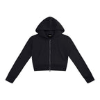 Anointed Garments black cropped zip hoodie in cotton-blend fleece with an adjustable hood and ribbed cuffs.