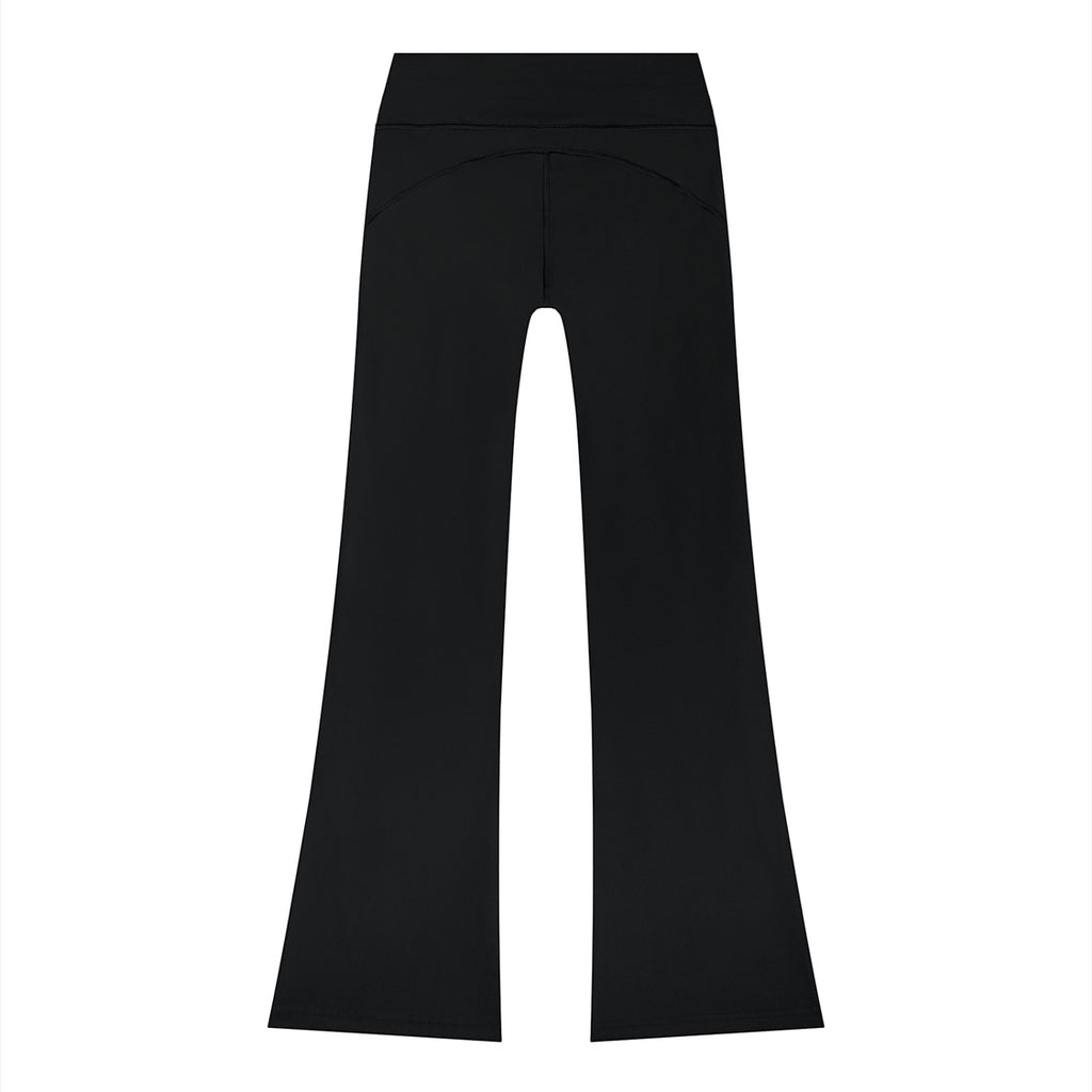 Anointed Garments women's black high-rise flare leg lounge pants in soft nylon spandex blend