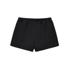 Anointed Garments black fleece lounge shorts with an elasticated waistband and minimalist casual design.