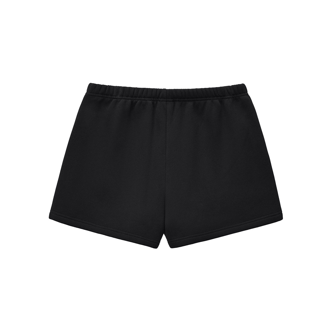 Anointed Garments black fleece lounge shorts with an elasticated waistband and minimalist casual design.