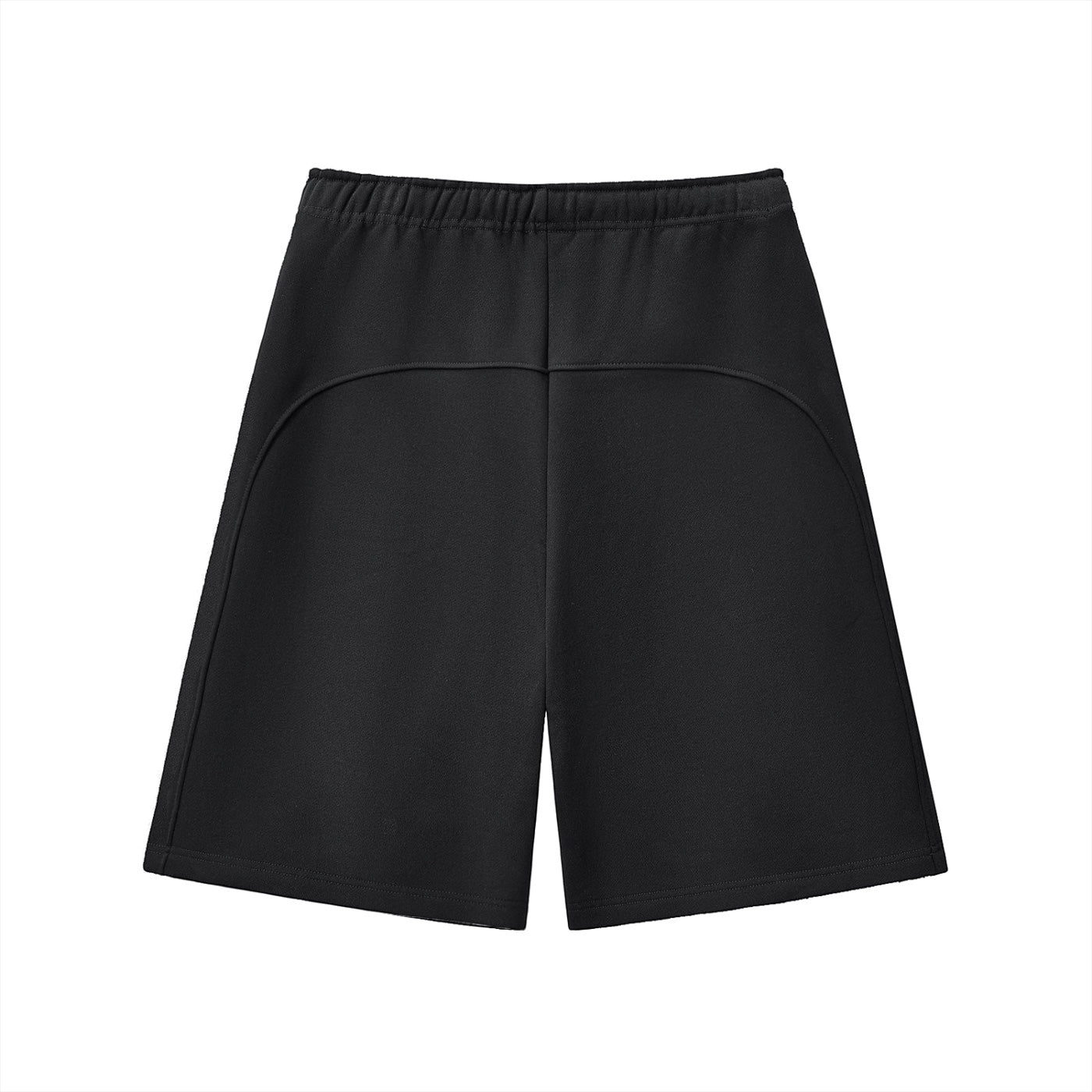 Anointed Garments black heavyweight fleece shorts with a clean back view and comfortable mid-waist fit.