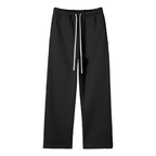 Anointed Garments black heavyweight fleece straight-leg pants with an adjustable white drawstring waist.