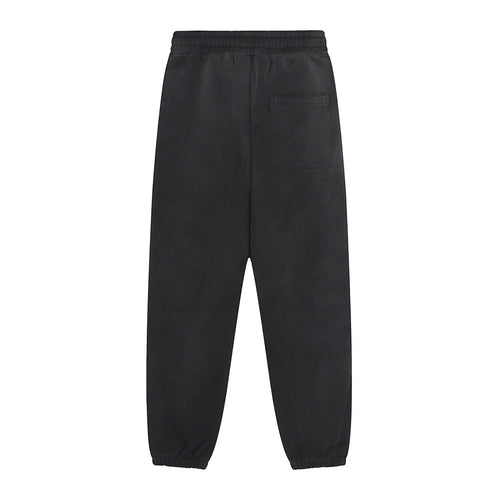 Anointed Garments black heavyweight fleece sweatpants with a back pocket, elasticated waistband, and ribbed cuffs.