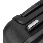 Anointed Garments black hardshell suitcase corner detail with textured finish and durable handle