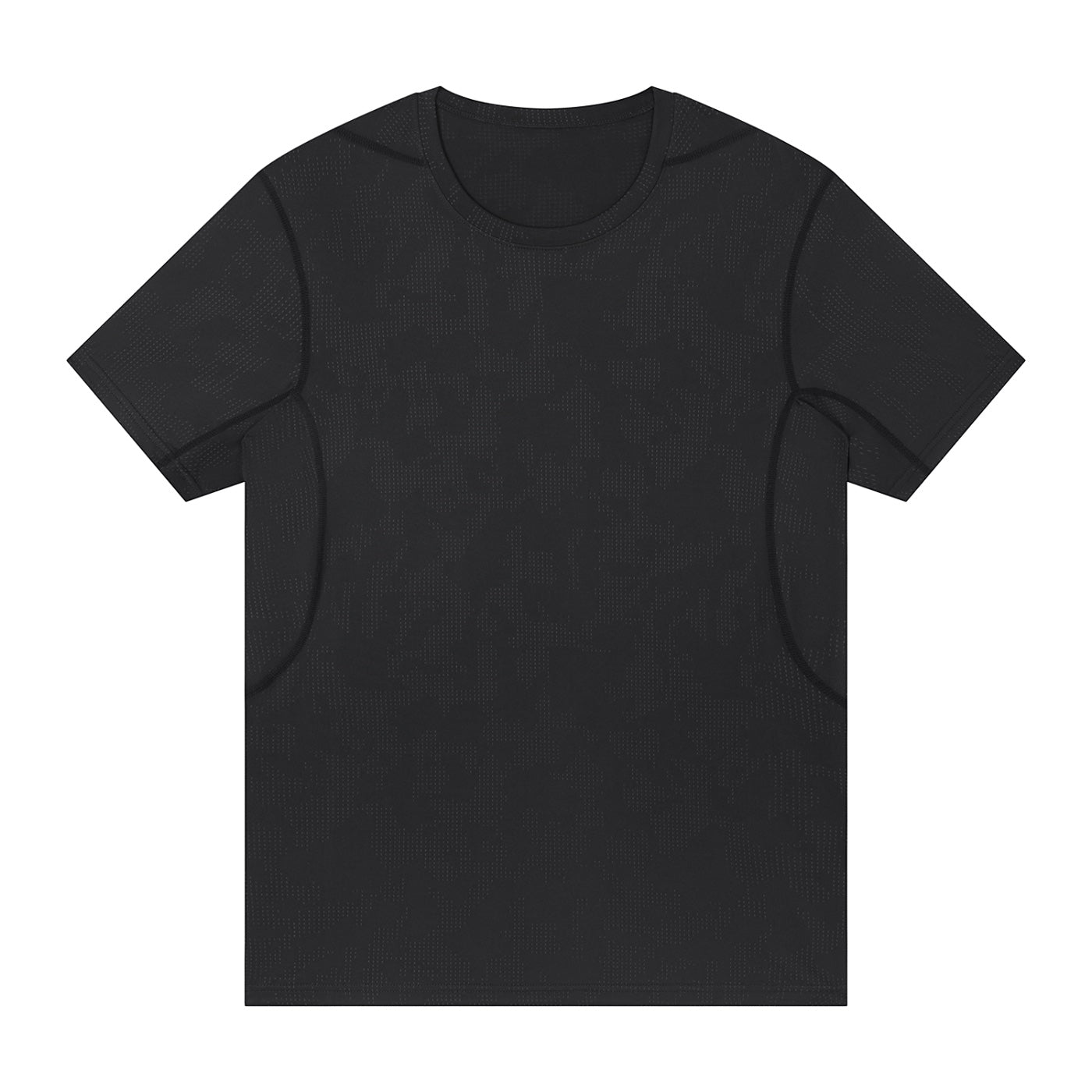 Anointed Garments black jacquard slim mesh t-shirt with a round neck and short sleeves for sporty casual wear.