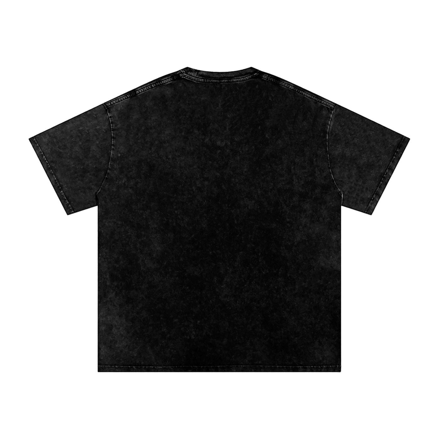 Back view of Anointed Garments heavyweight black mineral-wash cotton t-shirt with a relaxed fit and crew neckline.