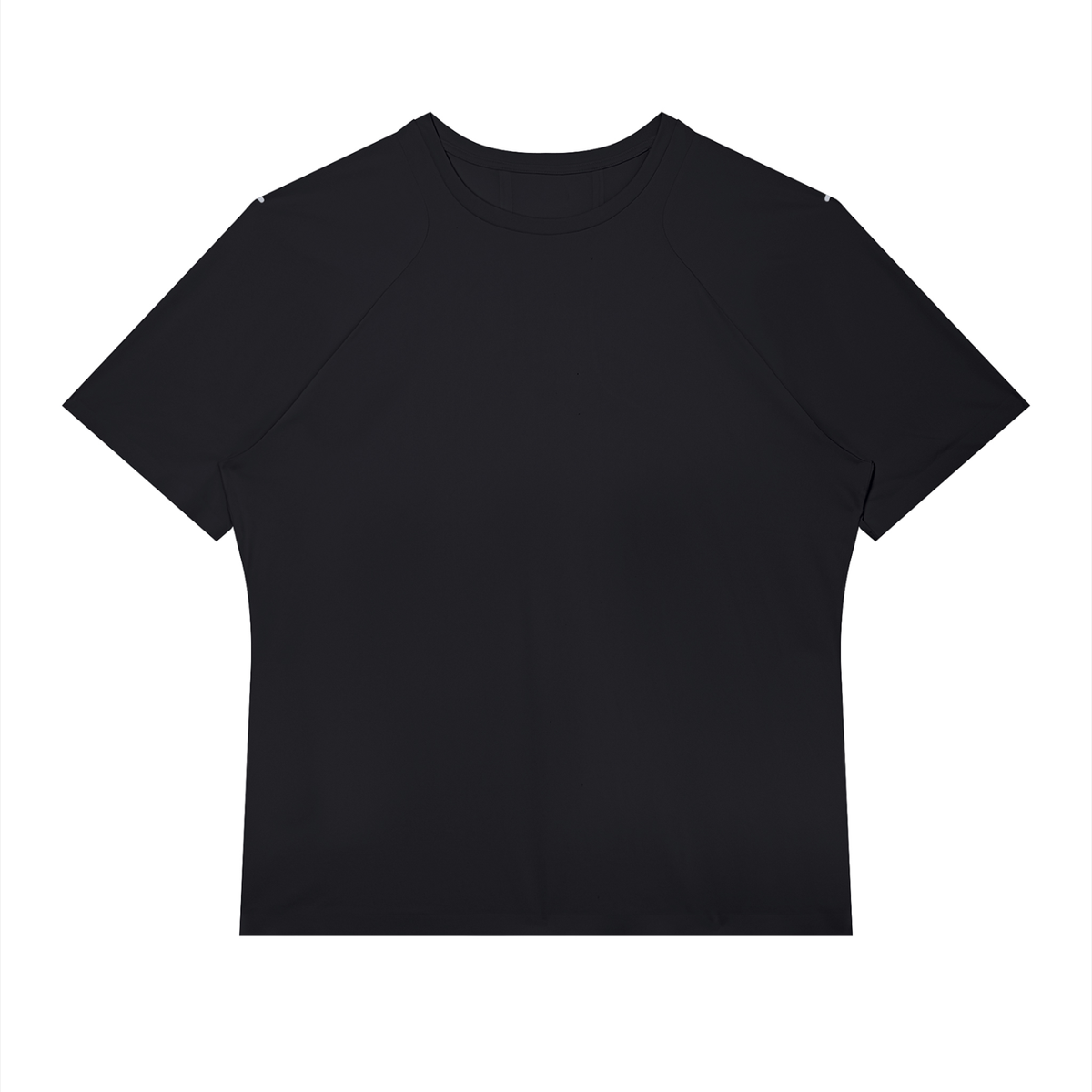 Anointed Garments black slim-fit performance raglan tee with a crewneck and breathable lightweight polyester fabric.