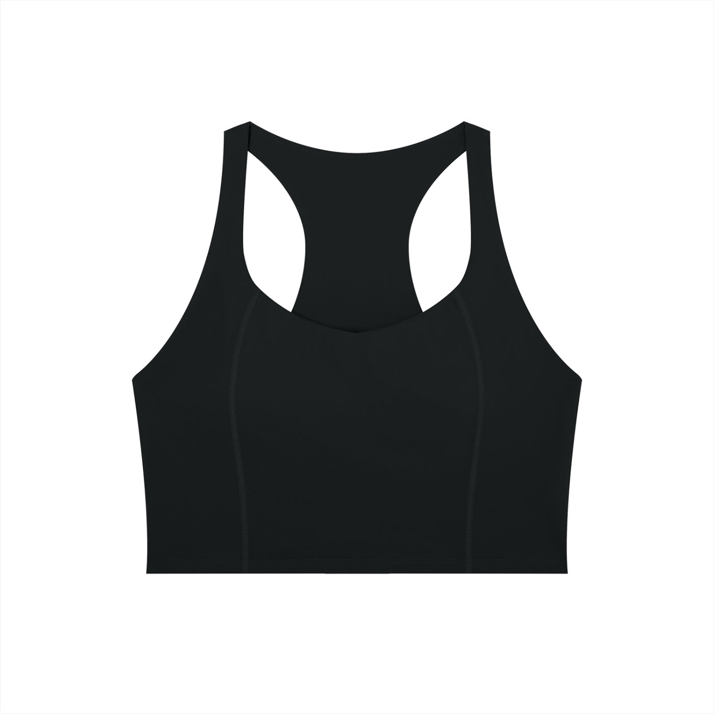 Anointed Garments black athletic racerback crop top made from moisture-wicking nylon spandex for gym workouts.