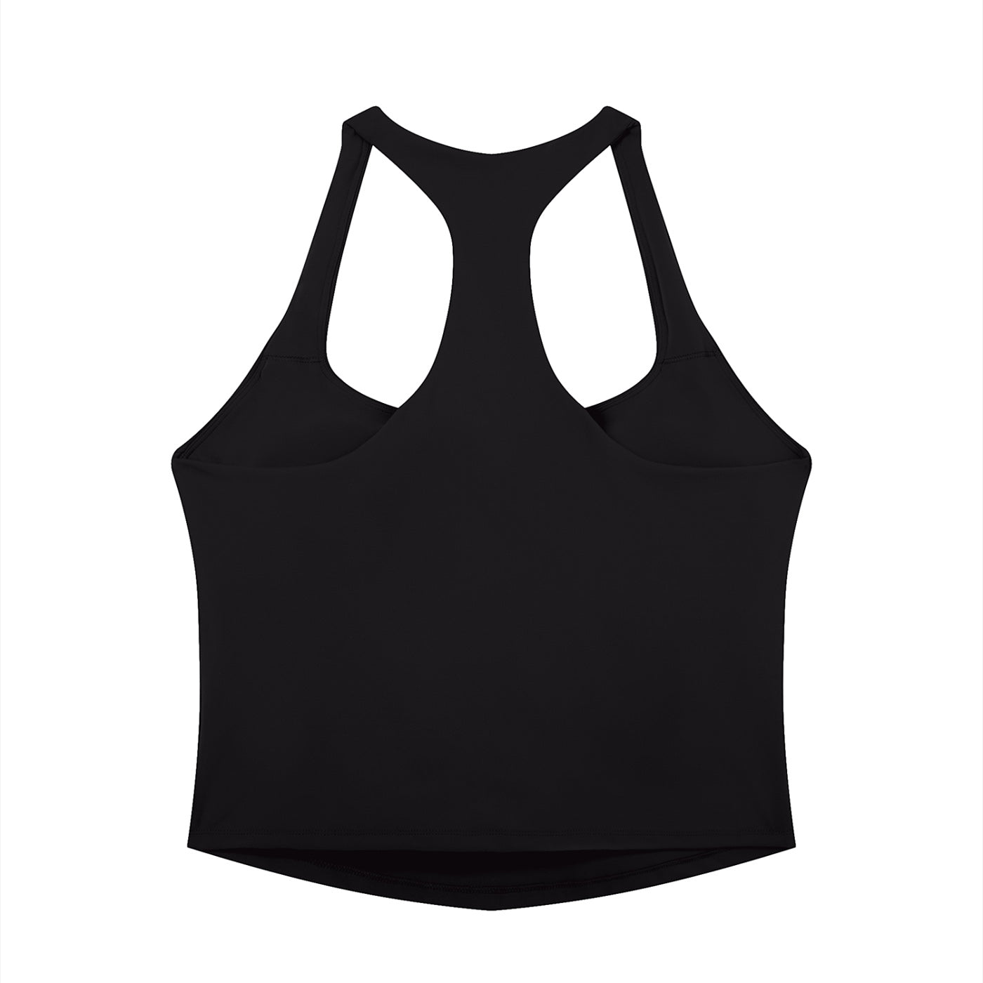 Anointed Garments black racerback performance tank top made from moisture-wicking nylon spandex for athletic training.