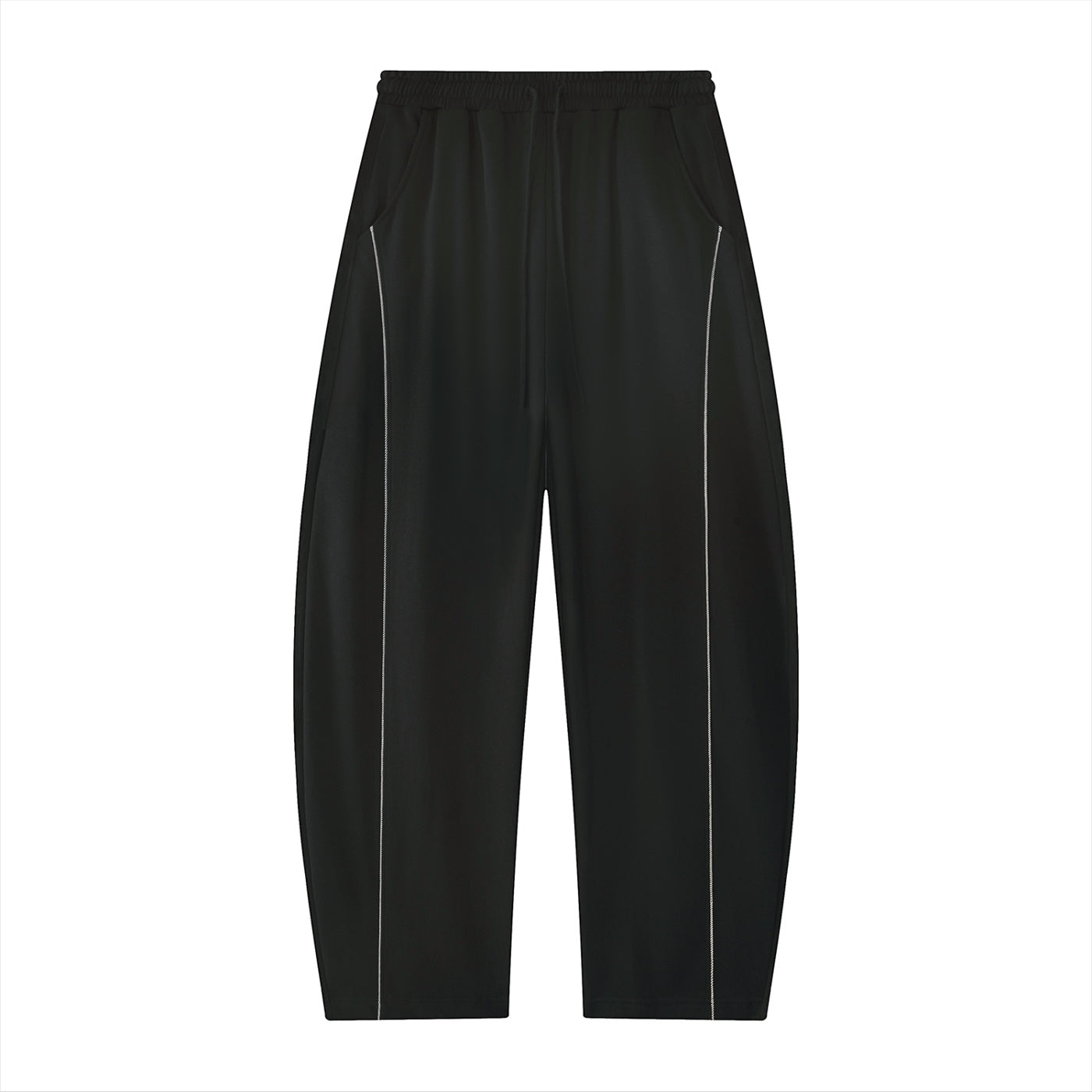 Anointed Garments black relaxed fit sweatpants with elastic waist and white side piping detail