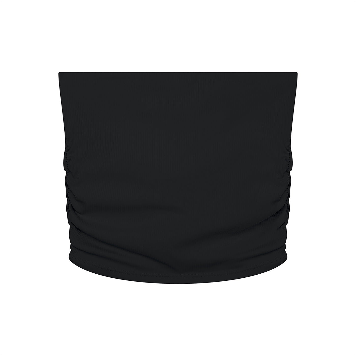 Anointed Garments black ribbed athletic tube top with a strapless, cropped design for workouts.