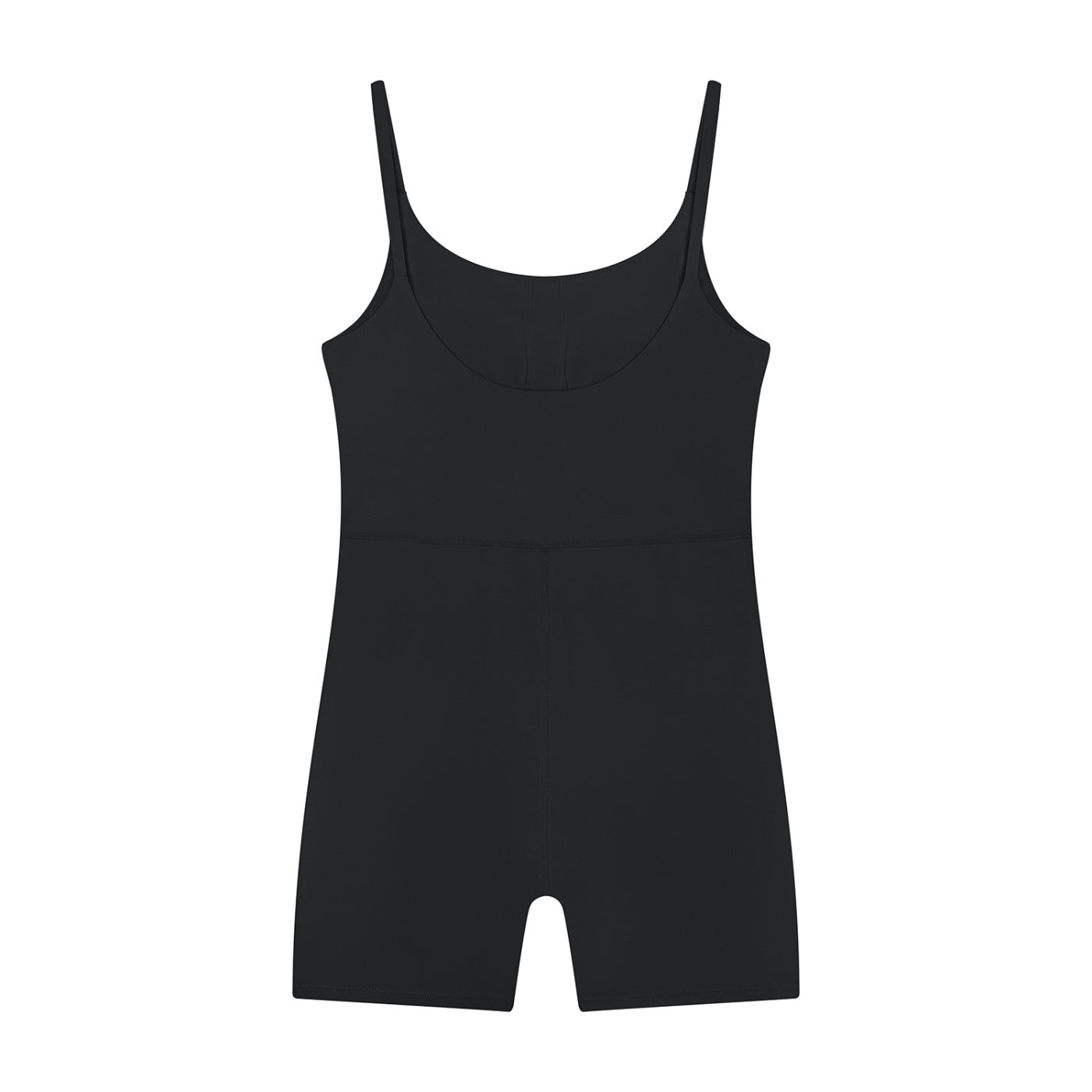 Anointed Garments black sleeveless one-piece bodysuit romper with a scoop neckline and form-fitting stretch fabric.