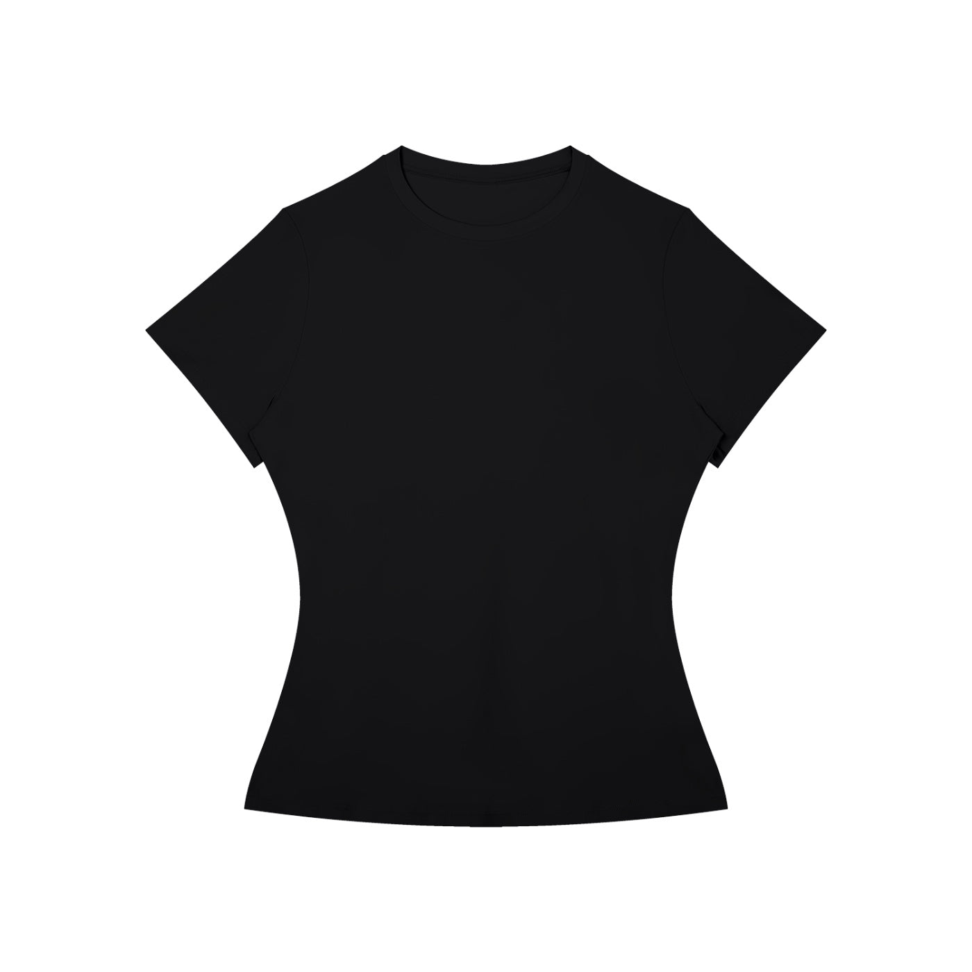 Anointed Garments women's black slim fit performance t-shirt with a round neck and short sleeves.