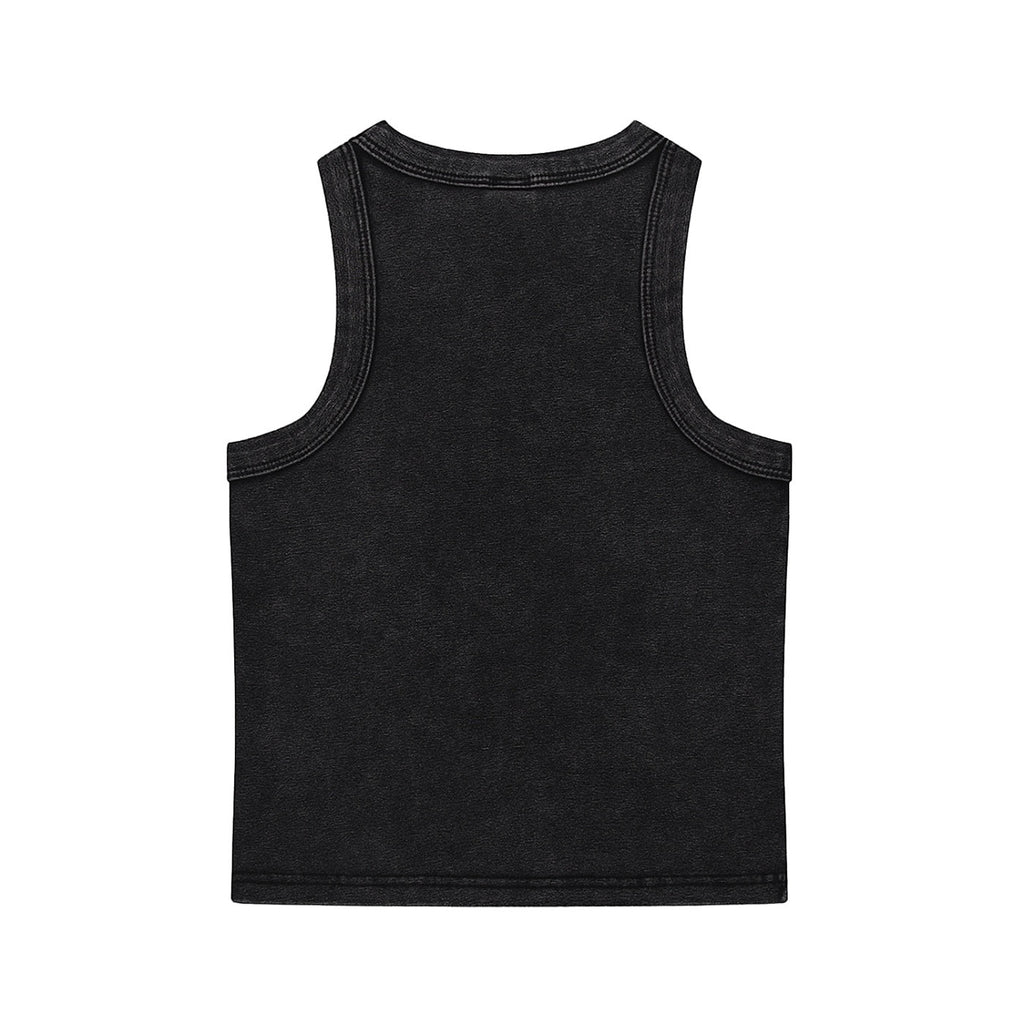 Anointed Garments black snow washed cotton blend sleeveless crop tank top with a round neck