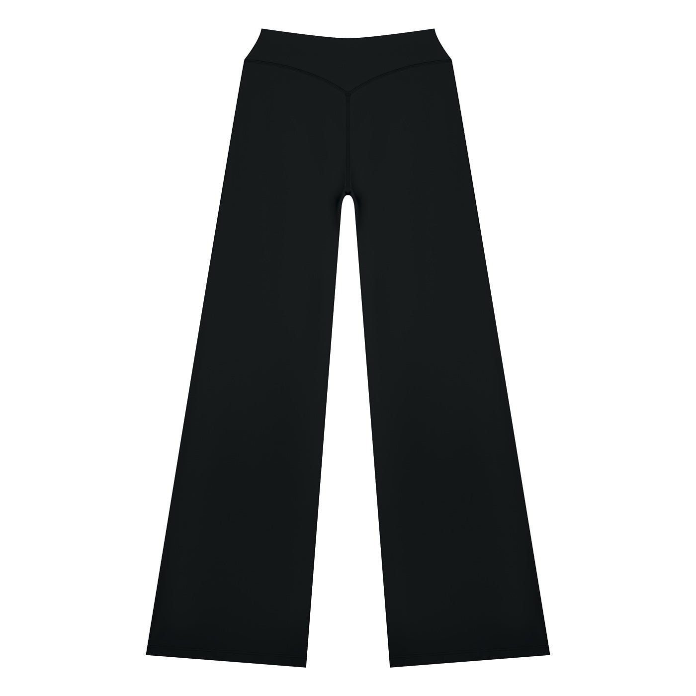 Anointed Garments high-waisted black wide-leg lounge pants made from soft nylon-spandex blend fabric.