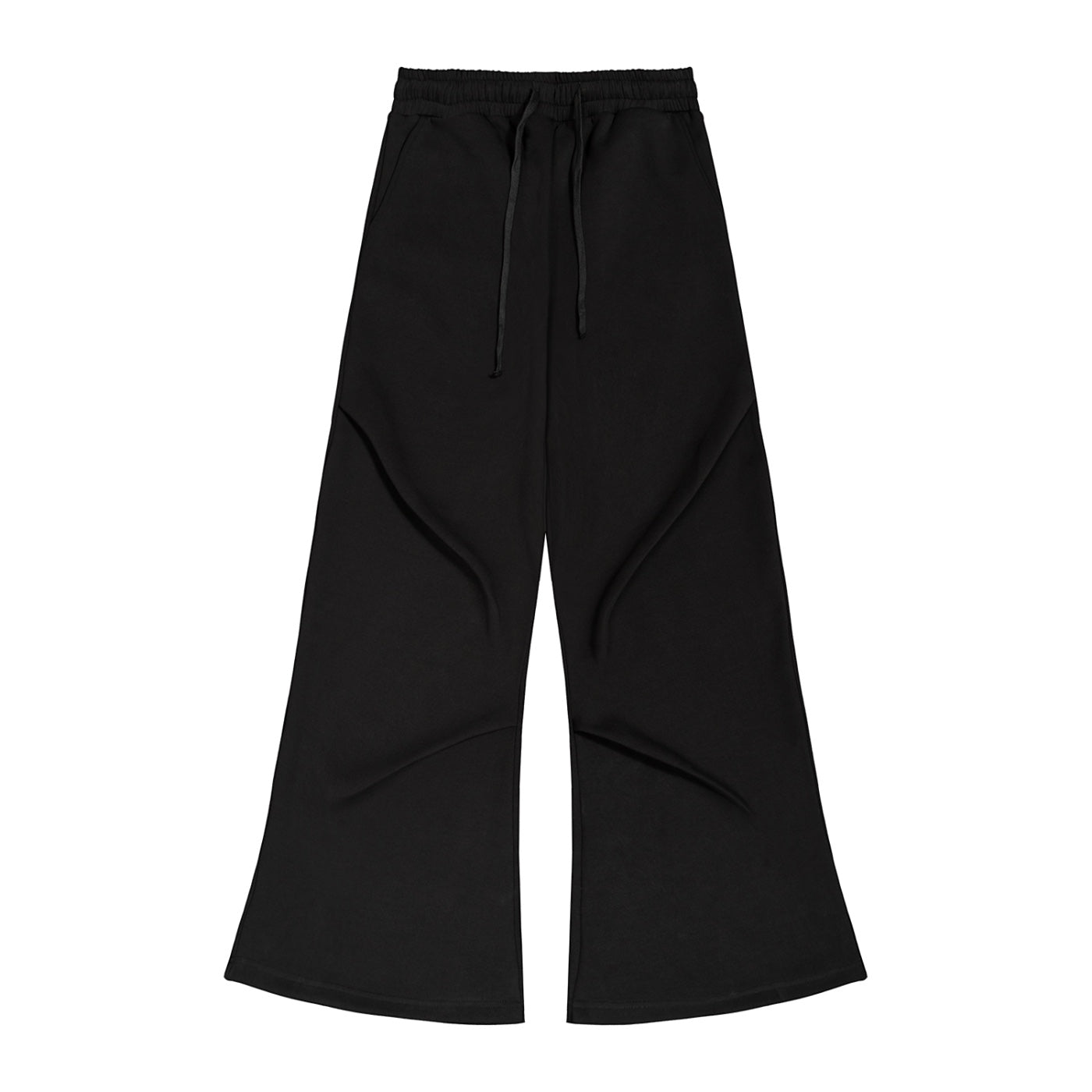 Anointed Garments black wide leg sweatpants with a drawstring waist and comfortable cotton blend fabric.