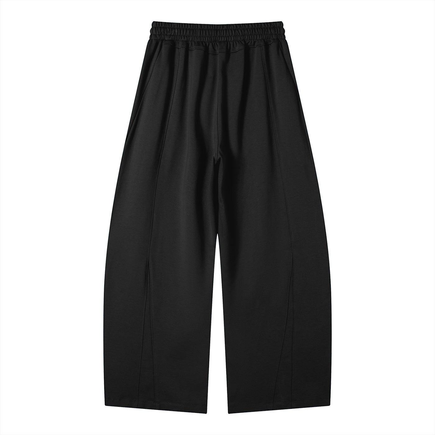 Anointed Garments black heavyweight cotton-blend sweatpants with a wide-leg fit, elastic waist, and panel detailing.