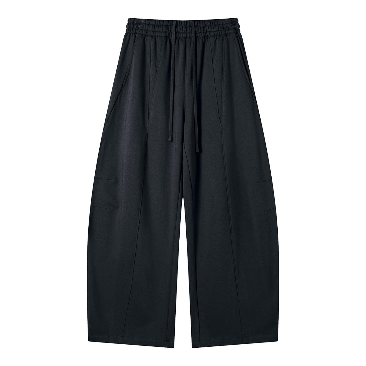 Anointed Garments unisex black heavyweight cotton-blend sweatpants with a wide-leg fit, elastic waist, and drawstring.