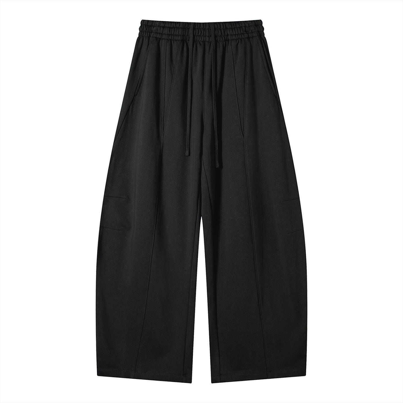Anointed Garments black heavyweight wide leg sweatpants with an elastic drawstring waist and side pockets.
