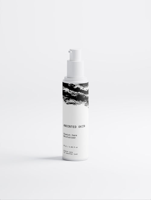 Anointed Garments ANOINTED SKIN blemish care moisturiser in a white pump bottle for acne-prone skin.