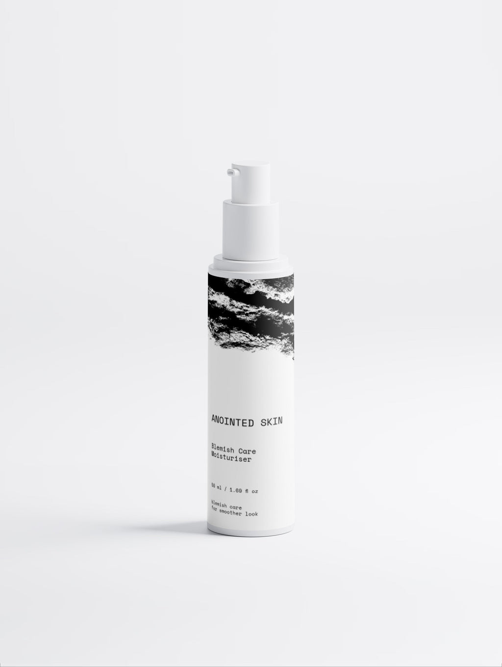 Anointed Garments Anointed Skin Blemish Care Hydrating Moisturizer in a white pump bottle for blemish-prone skin.