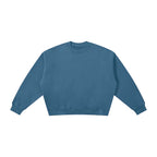 Anointed Garments blue boxy fleece crewneck sweatshirt with drop shoulders and a thick cotton blend fabric.