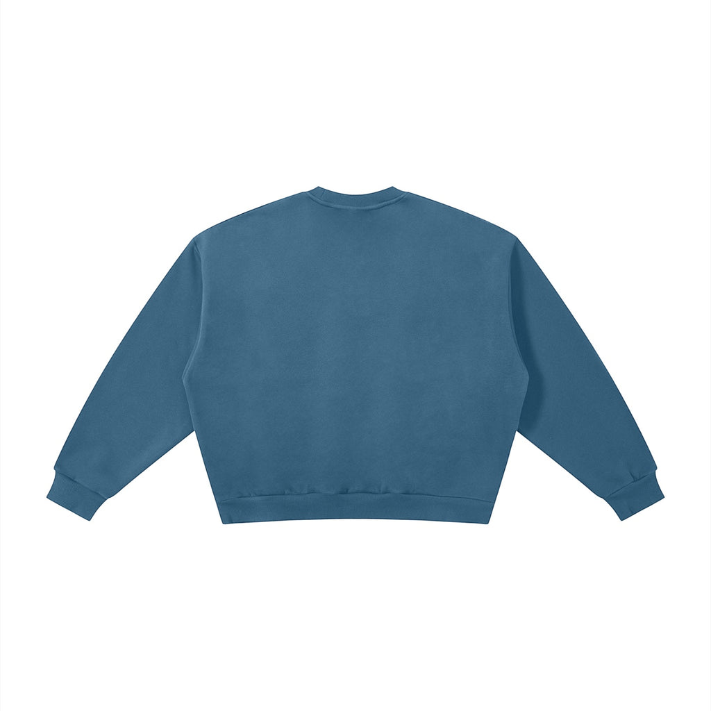 Anointed Garments blue heavyweight cotton blend crewneck sweatshirt with a relaxed fit and ribbed cuffs and hem.