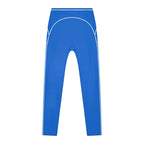 Anointed Garments women's high-rise blue leggings with white topstitching detail for gym and casual wear.