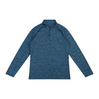 Anointed Garments men's blue heathered performance quarter-zip long sleeve shirt with raglan sleeves
