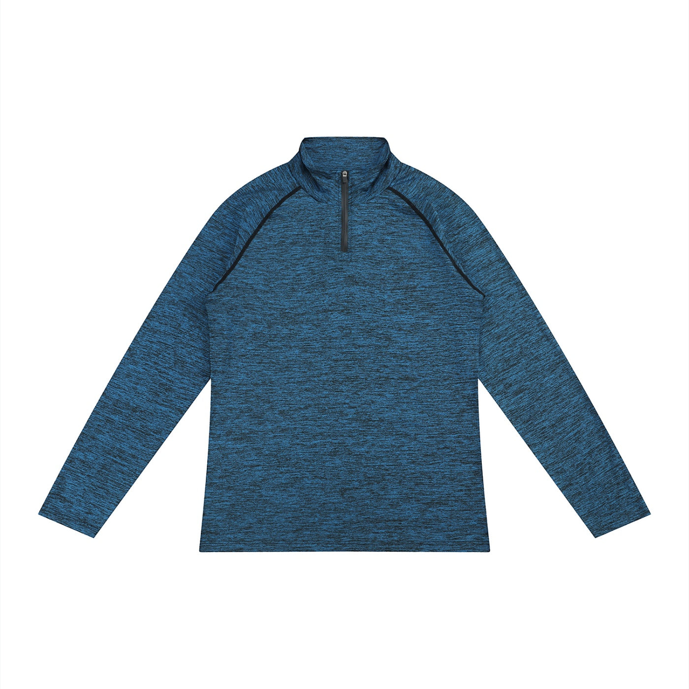 Anointed Garments men's blue heathered performance quarter-zip long sleeve shirt with raglan sleeves