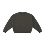 Anointed Garments unisex boxy fleece crewneck sweatshirt in dark grey with a drop shoulder and cropped fit.
